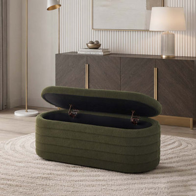 Modern Oval Storage Ottoman Bench