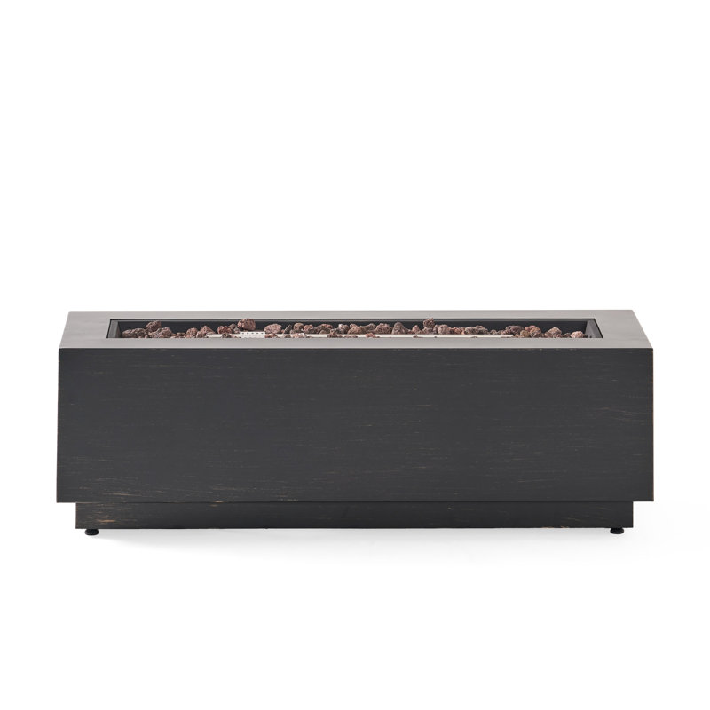 Rectangular Iron Fire Pit, 50,000 , Dark Grey, Cool Outdoor Ornament, No Assembly 40" Fireplace, Rectangular, Chic Design,