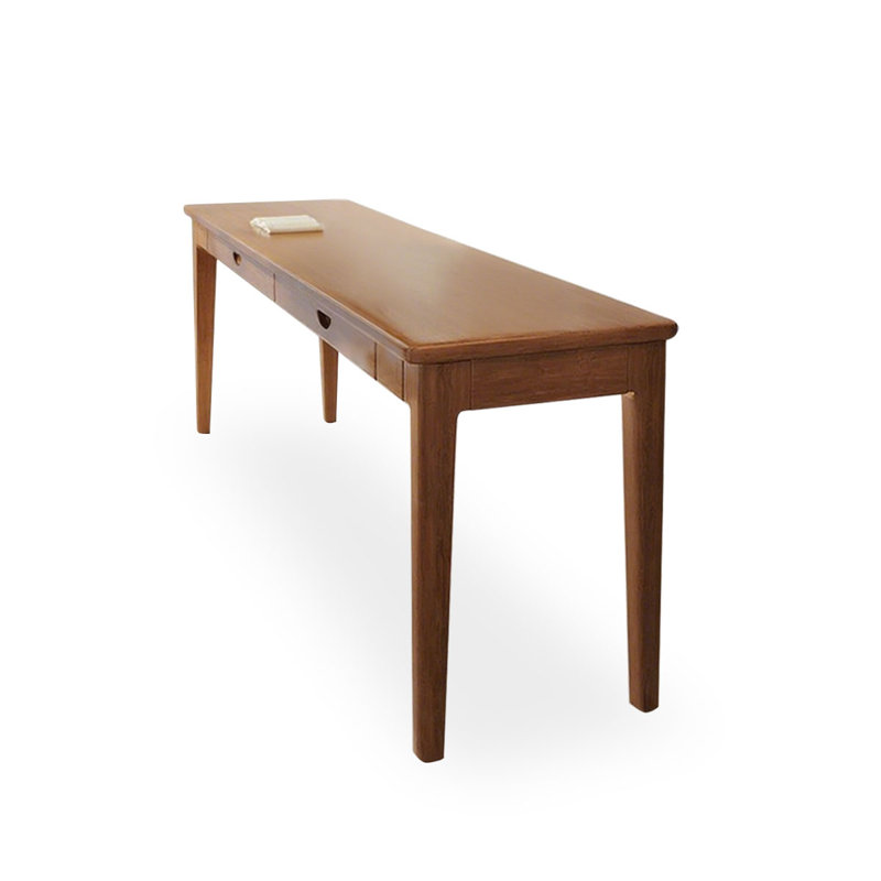 Bureau rectangulaire brun en bois massif, 29.5" H x 62.9" W x 17.7" D