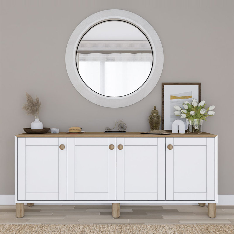 Modern Console Table, Light Walnut Finish, 70.9 x 31.5 x 14.7 inches | 100% Melamine Coated Particle Board, Thickness: 0.7 inches | Multiple Shelves, Wall-Mountable, Scandinavian Design for Stylish Home Decor