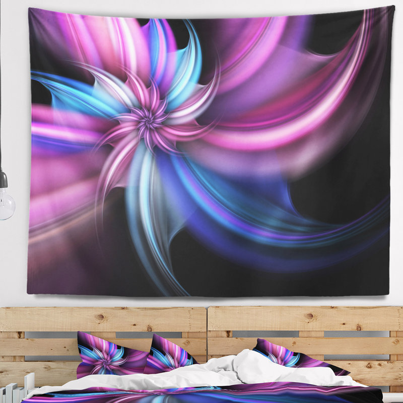 Tapisserie florale mauve et bleue, H 50 po x l 60 po