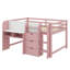 Lit mezzanine double à profil bas avec bureau intégré, armoires de rangement, présentoir à livres ouverts et tableau blanc créatif-1615883323