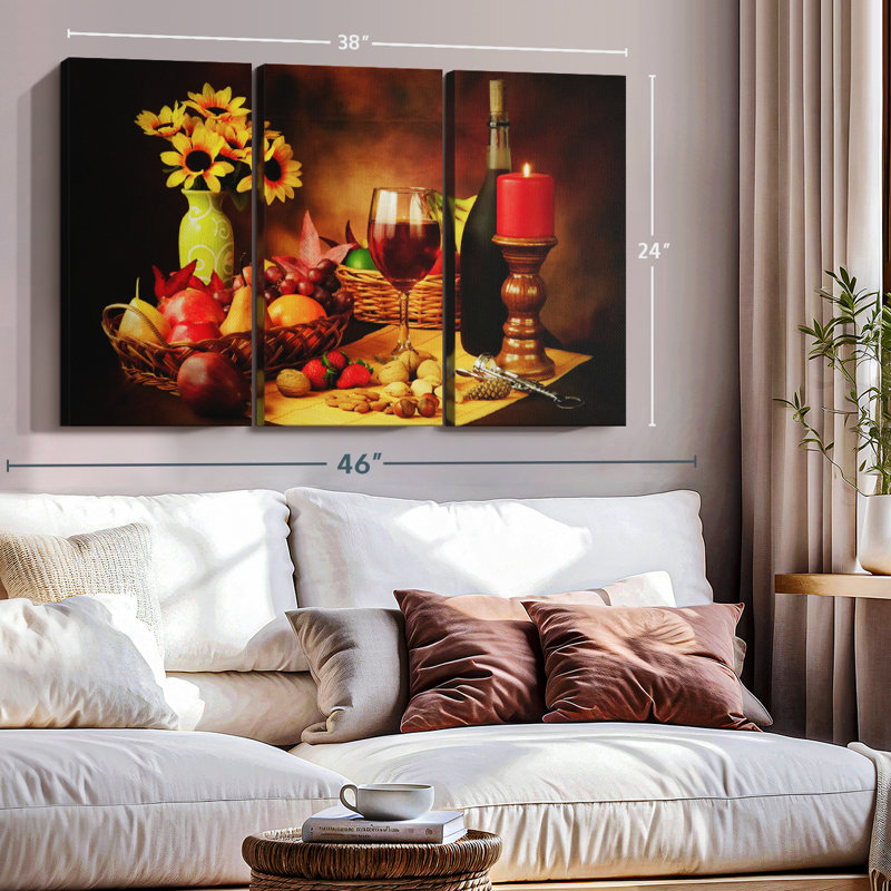 " Wine Fruit And Nuts ", 24" H x 38" W