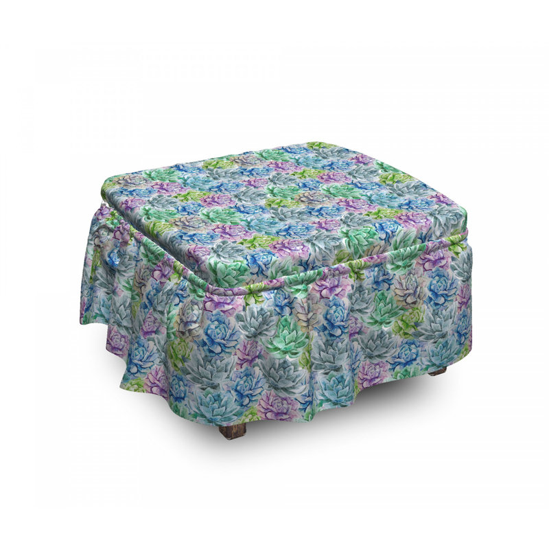 Ensemble de housse pour repose-pieds à coussins carrés 2 pièces succulent