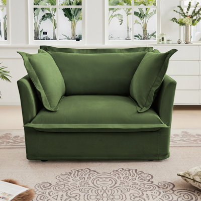 Fauteuil à housse avec 1 grand coussin de dossier et 2 grands coussins décoratifs, canapé-lit simple à siège profond confortable, plusieurs coussins moelleux, tissu chenille