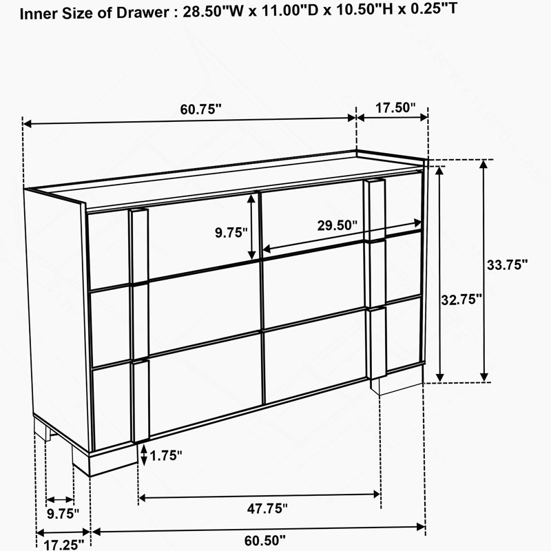 Commode 6 tiroirs Natural