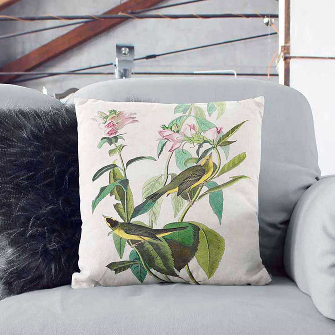 Capt Flycatcher Bird by John James Audubon Cushion with Filling