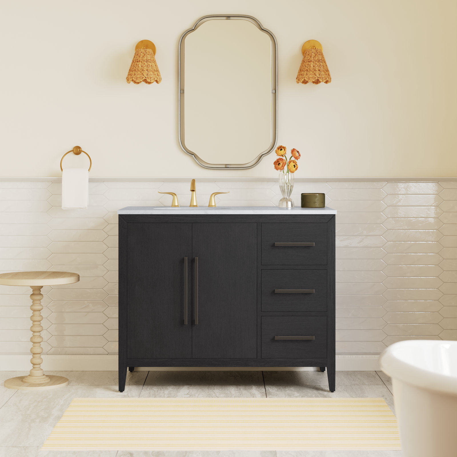 Alsup 42'' Single Bathroom Vanity, Dark Weathered Oak