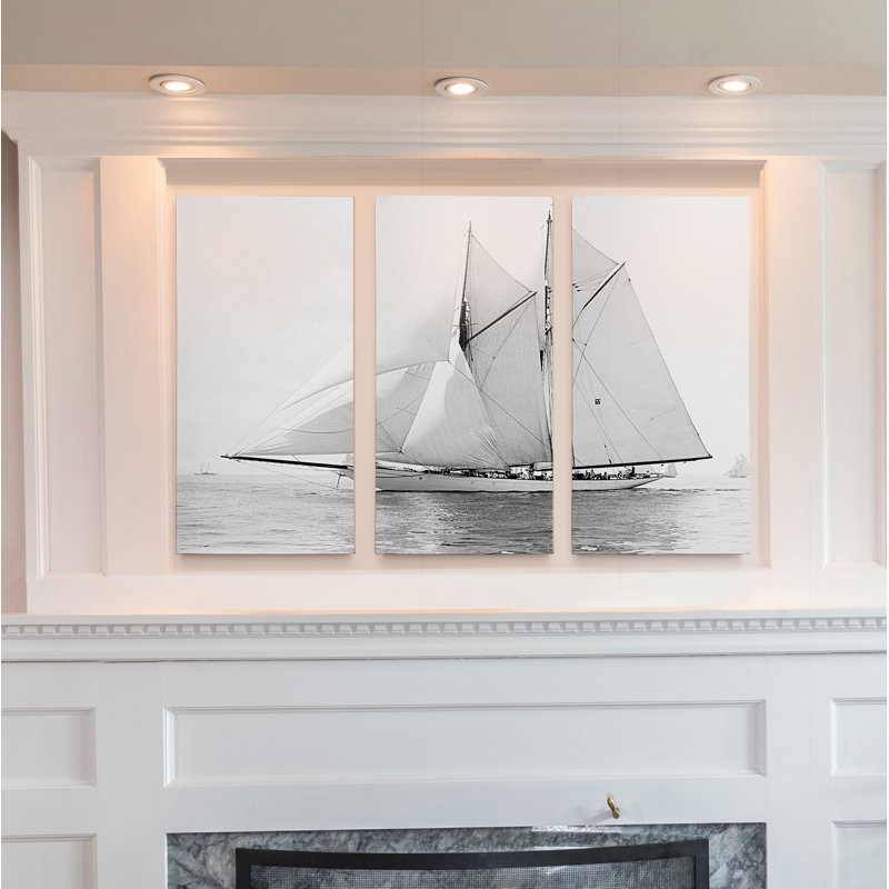 Sailing yacht IV-ensemble de 3 reproductions de photos sur toiles, H 40 po x l 60 po x P 1,5 po