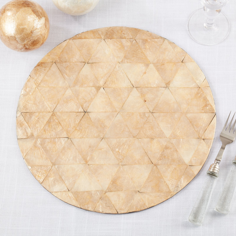 Talaria 50% Capiz Shell - 50% Resin Geometric Round Placemat