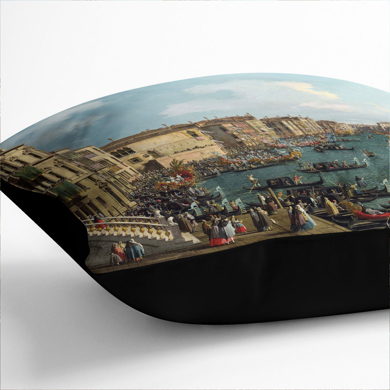 Regatta On The Grand Canal Square Throw Cushion, Black, 40cm H x 40cm W x 15cm D