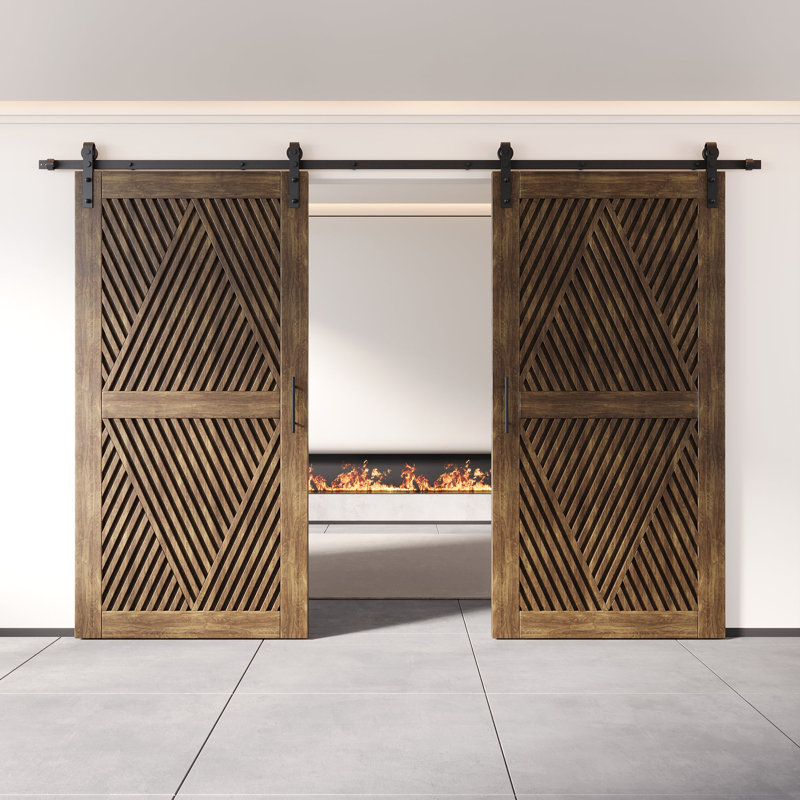Portes de grange en forme de losange double non assemblée et fini 26 po x 80 po Homquer, 26 po x 80 po