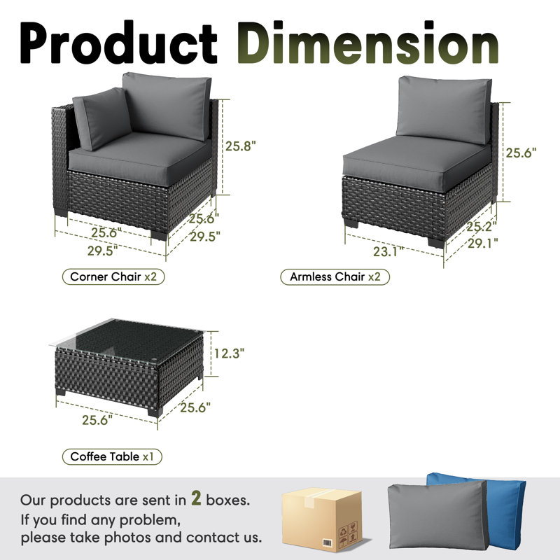 𝗣𝗿𝗲- 𝗮𝘀𝘀𝗲𝗺𝗯𝗹𝗲𝗱 𝗖𝗵𝗮𝗶𝗿𝘀, 4-Person Rattan Patio Furniture Sets Outdoor Sectional Conversation Sofa Group With Waterproof Furniture Cover