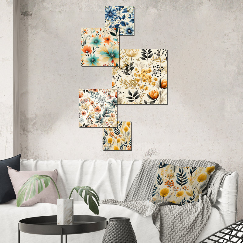 Kamelia - ensemble d'art mural floral de 5
