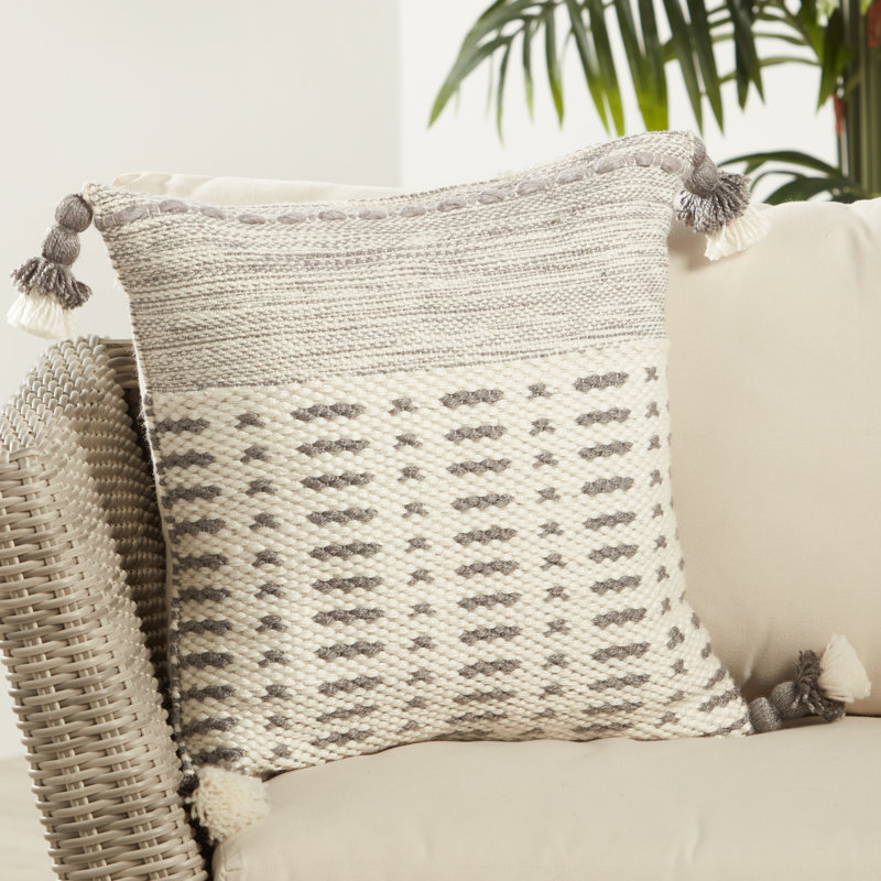 Coussin Nysa, Gris/Ivoire, Pas de remplissage