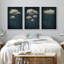 Ensemble de 3 reproductions sur toile flottantes sur fond de nuages abstrait bicolore bleu marine foncé-98126456-98126459