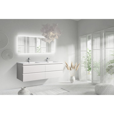 Cevennes 70.24" Wall Mounted Single Bathroom Vanity Base  in Rosewood  With Sink