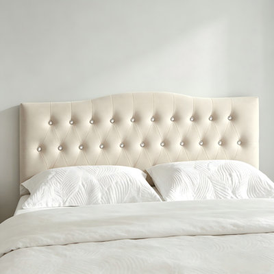 Adjustable Height Diamond-Button Linen Headboard