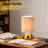 Brass Gold Small Table Lamp with Scalloped Linen Shade-259417477