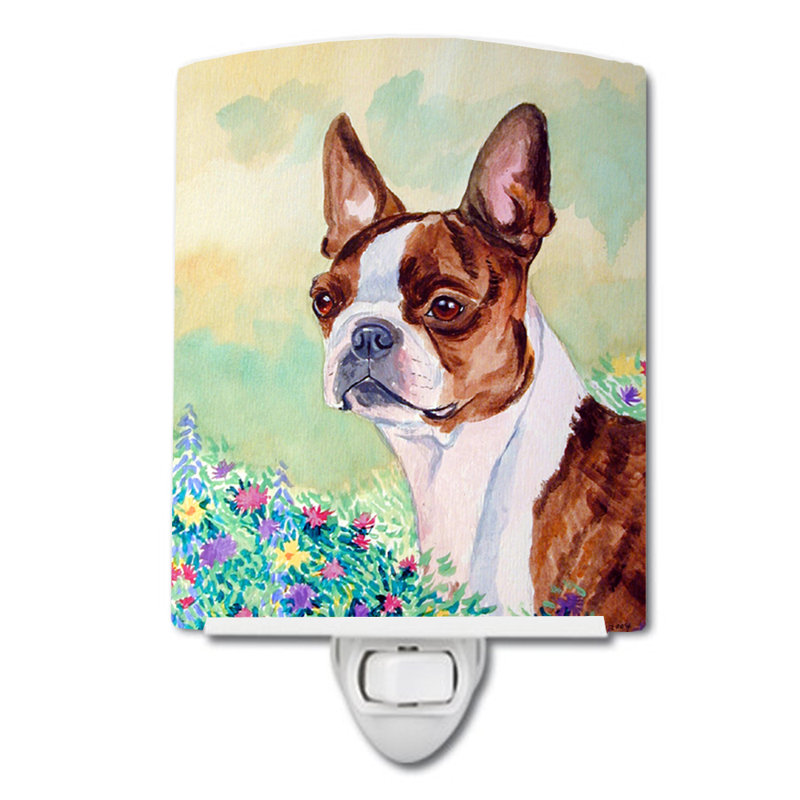 Éclairage de nuit en céramique boston terrier