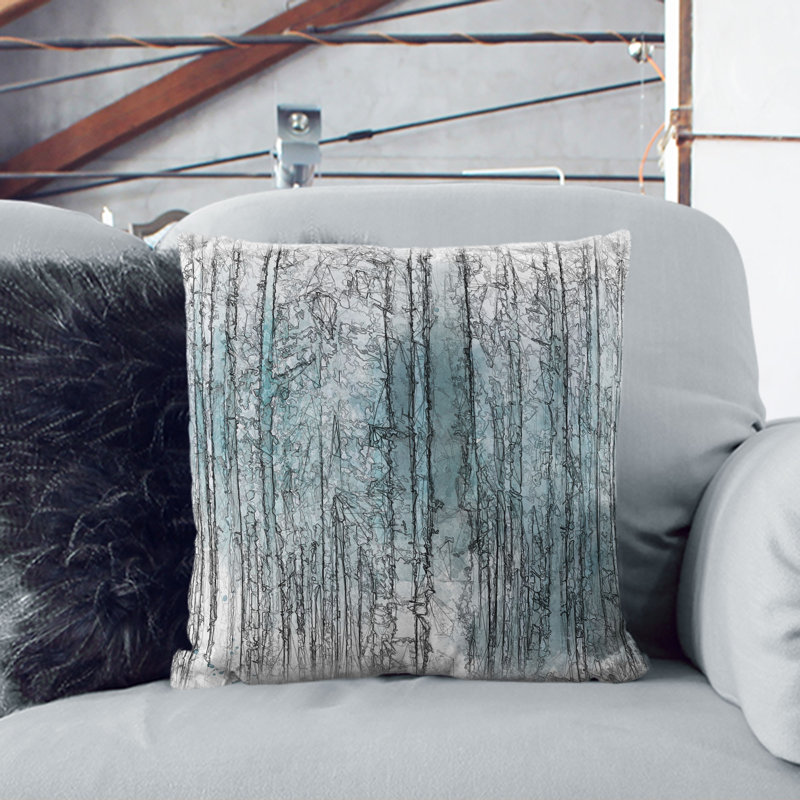 Forest in the Sketch Cushion with Filling, Stone, 55cm H x 55cm W x 20cm D