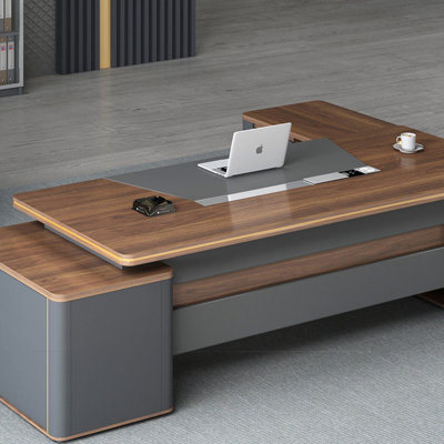 70.87"High-end and grand brown L-shaped executive desk