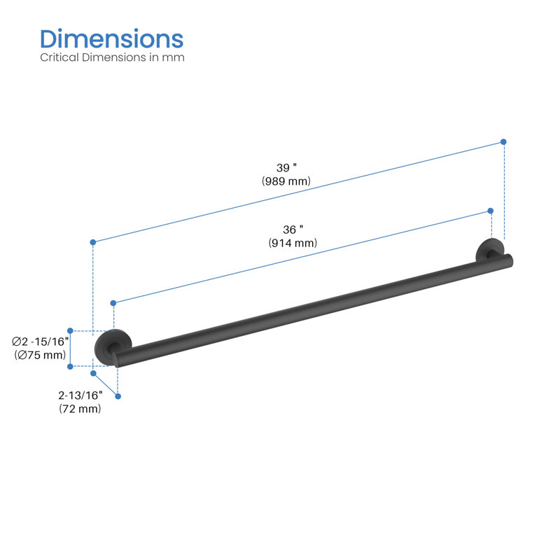 38.94'' Bath Safety Grab Bar, Black