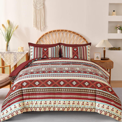 7-Piece Bohemian Geometric Striped Comforter Set
