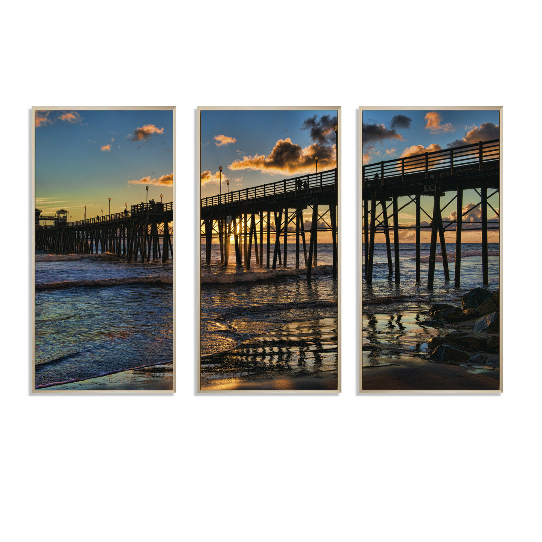Pacific Ocean Sunset Oceanside Pier " Pacific Ocean Sunset Oceanside Pier " 3 - Pieces Highland Dunes 