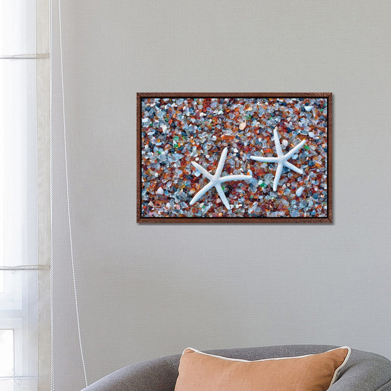 Glass Beach Starfish by Dennis Frates - Print on Canvas, 45.72cm H x 66.04cm W x 3.81cm D, Classic Brown Wood Framed