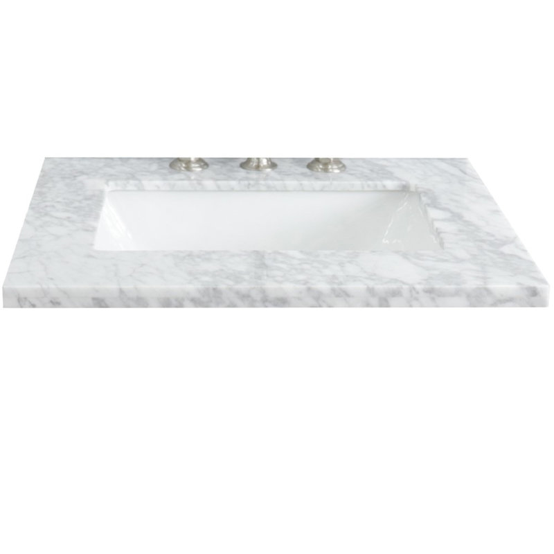 Plateau de meuble-lavabo simple 25 po en blanc avec lavabo