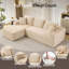Canapé modulaire rembourré en tissu de velours côtelé en L 108 po avec méridienne 108 po-998772926-998772927