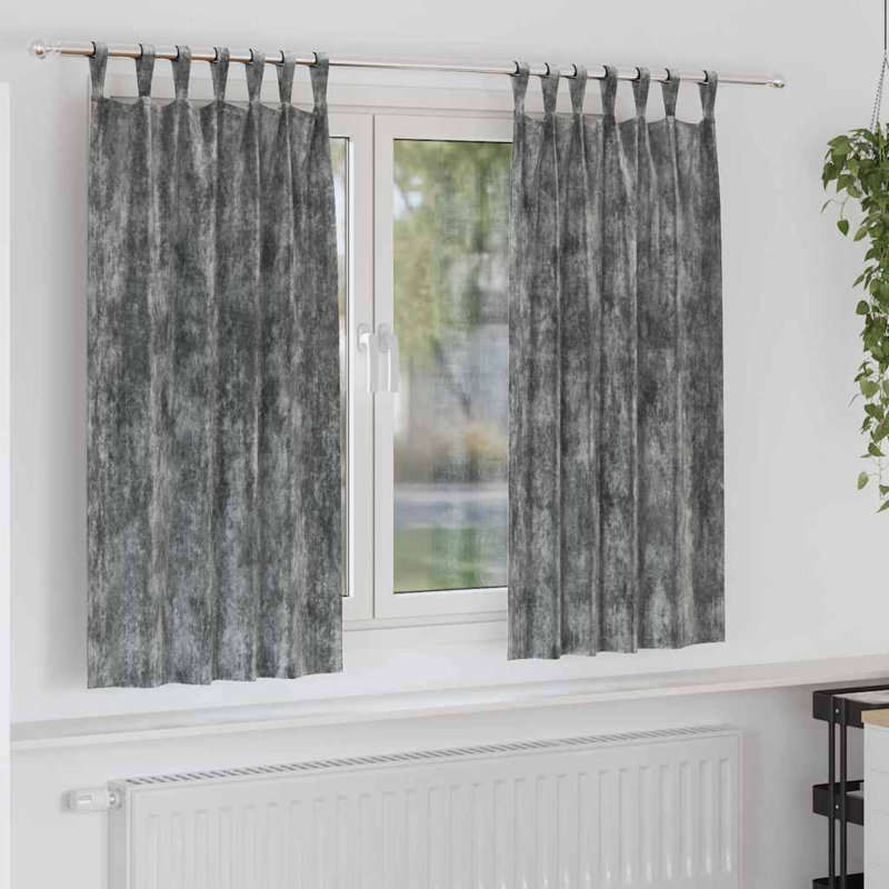 Alithia Velvet Room Darkening Curtain Pair, 140cm Width x 175cm Drop, Grey