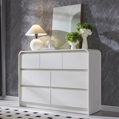 Maud Modern 7 Drawers Dresser for Bedroom, 47" Wide Wood Dressers & Chests of Drawers w/Curved Profile Design by Ebern Designs