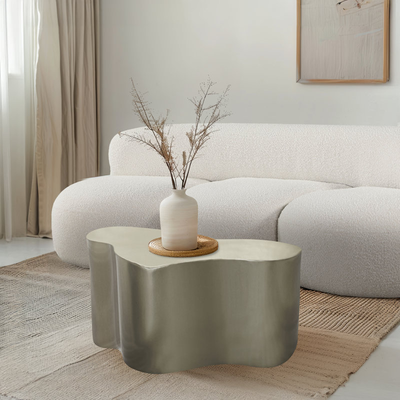 Iron Solid Coffee Table, Brushed Silver