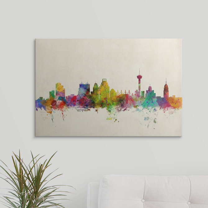 «San Antonio Skyline» par Francy, impression, H 12 po x l 18 po x P 1,5 po, Toile