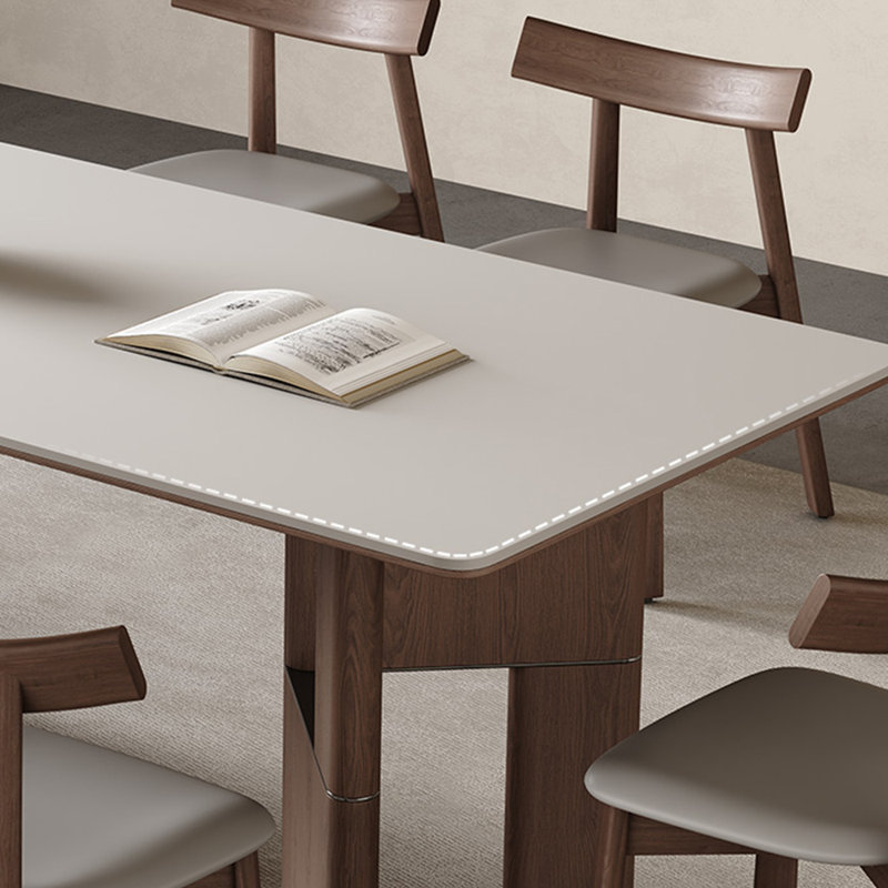 Ensemble de table en pierre noyer mat