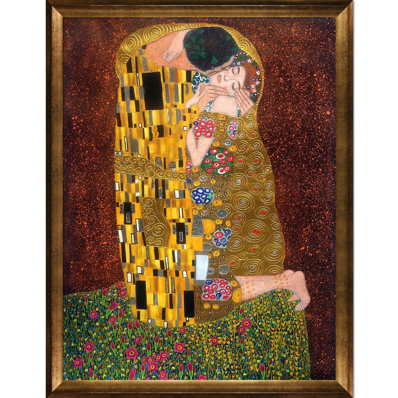 «The Kiss» par Gustav Klimt, reproduction sur toile tendue, H 53 po x l 41 po x P 2 po, Or athénien