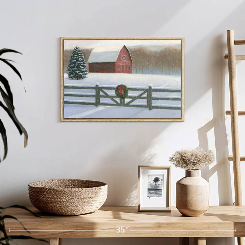 Affinité de Noël VI, 19 po x 13 po, Cadre flottant en bois naturel