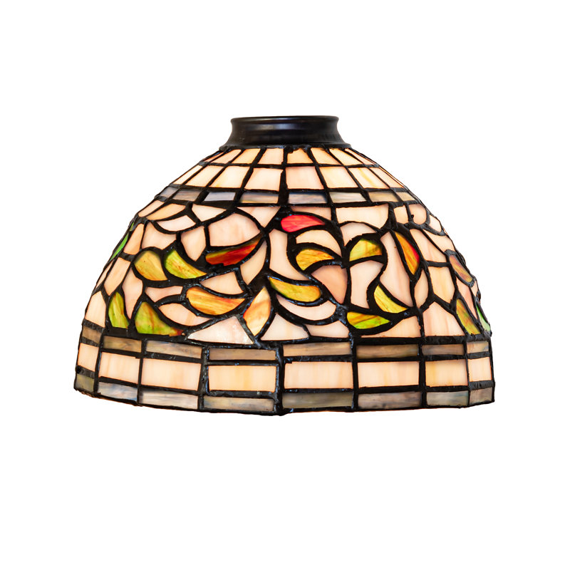 Abat-jour tournant 8 po de large Tiffany, Or / mauve / bleu / vert / rouge / beige, H 5,5 po x l 8 po x P 8 po