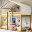 Lit simple superposé en bois avec tente