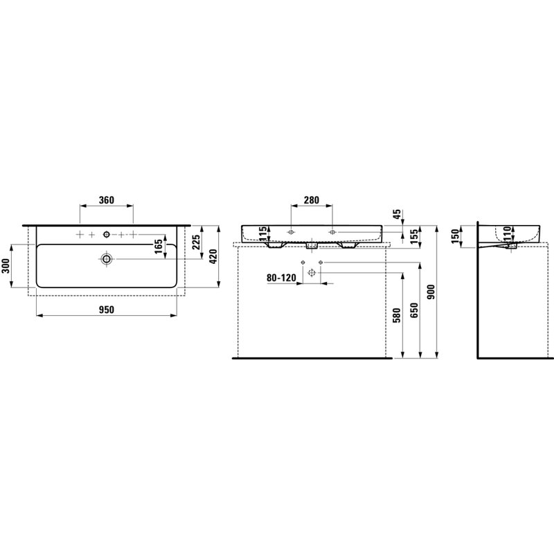 Val 37.38'' L Bathroom Sink, Single Hole