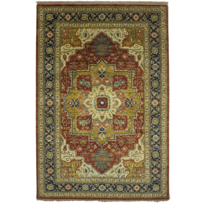 Tapis rouge traditionnel indo Heriz Serapi Knightsville