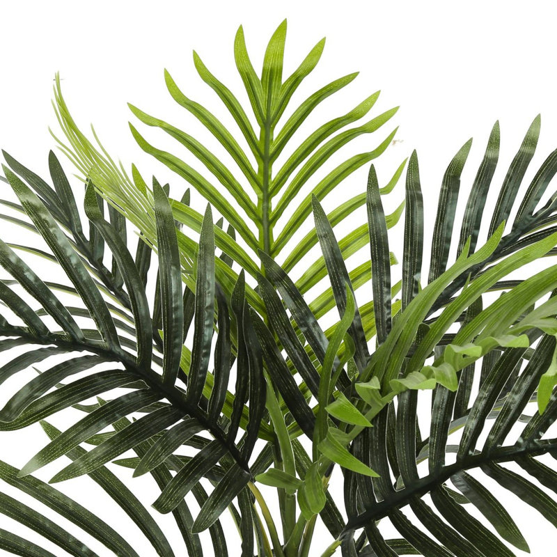 20" Tall Green Faux Palm Plant in Black Pot