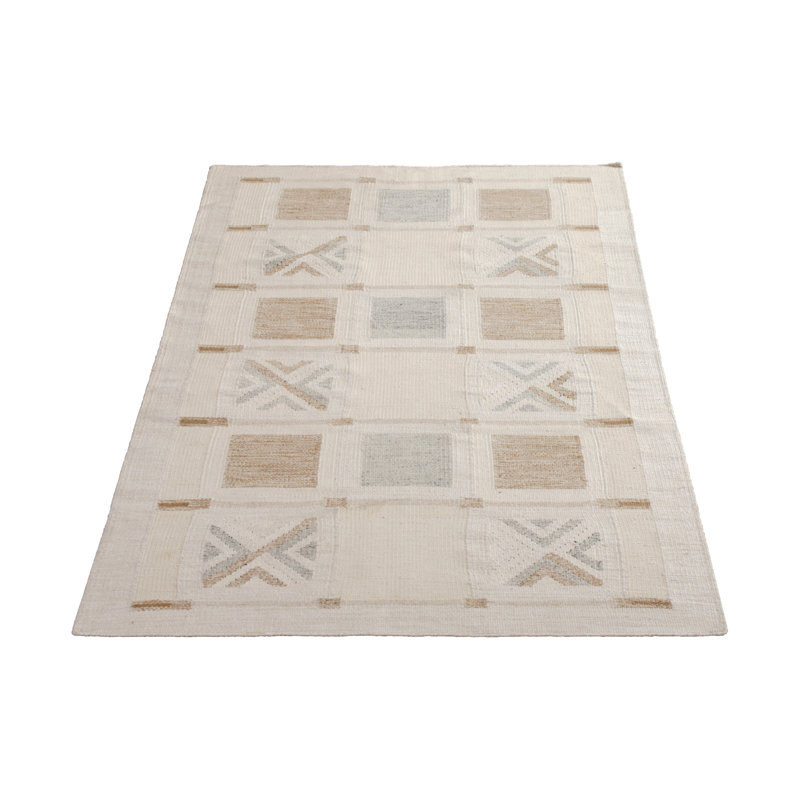 Scandinavian Wool Geometric Area Rug, Rectangle 5' x 8'