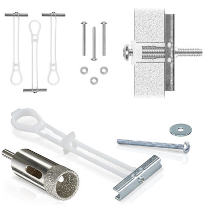 CondoMounts TILED Wall Mounting Kit,Granite,Marble,NO Stud Wall,Holds 90lbs,4 Elephant Anchors Set