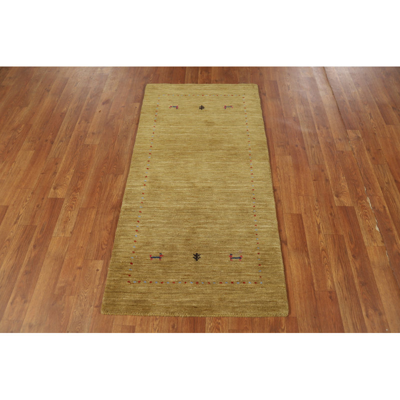 Tapis vert en laine vert Gabbeh 3x5