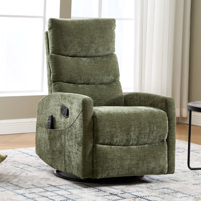 Fauteuil inclinable manuel chauffant chauffant avec fauteuil à bascule et pivotant en tissu, vert