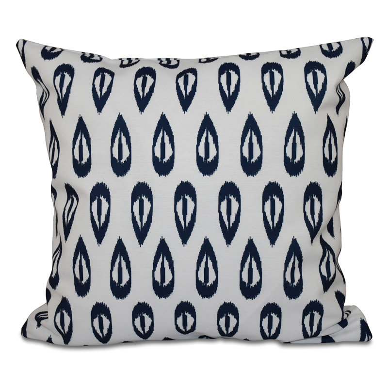 Happy Hippy Ikat Outdoor Reversible Throw Pillow, 18" H x 18" W, Navy Blue