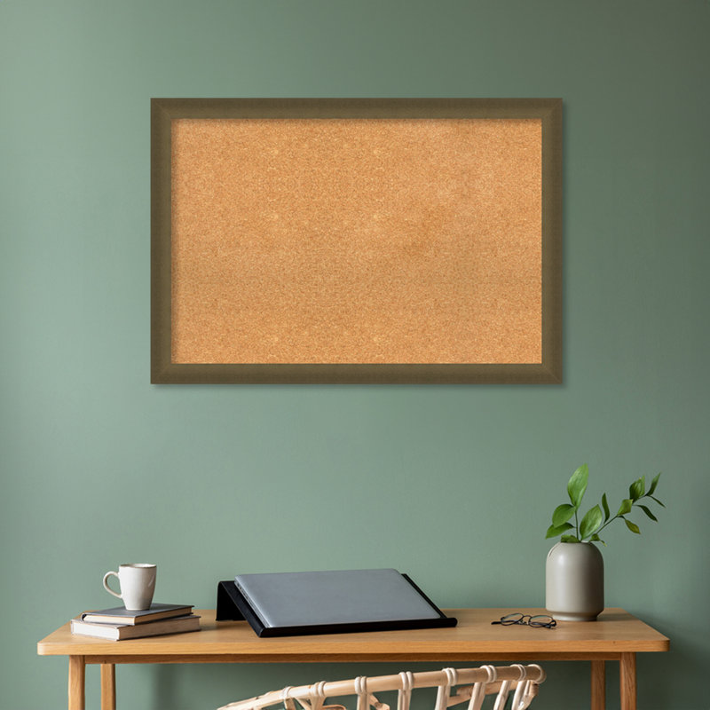 Natural Cork Bulletin Board with Bronze Beaded Frame
